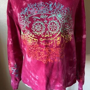 Disney tie-dye pink Coco inspired dia de Los muertos Crew neck sweatshirt